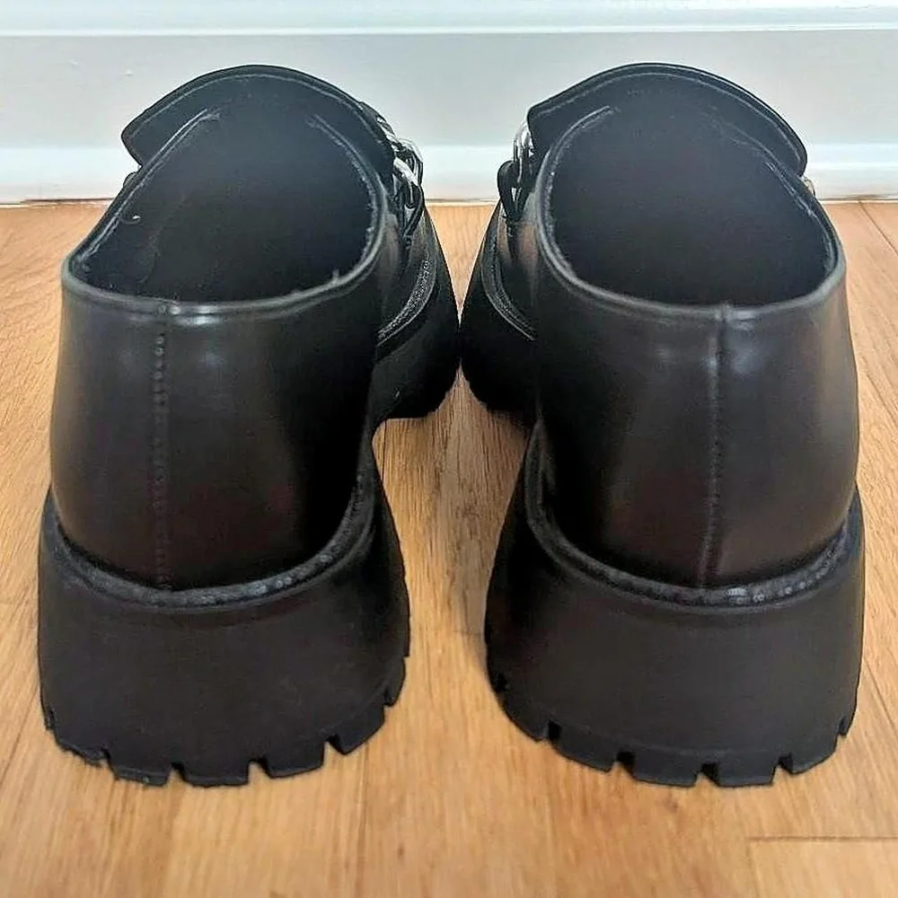 ASOS Black Loafers with Silver Chain Detail - Picture 6 of 8